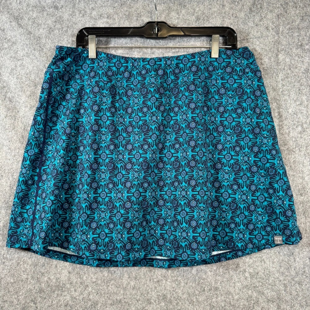 Title Nine Skort Womens XL Blue Tribal Lined Stretch Golf Tenniscore Pickleball